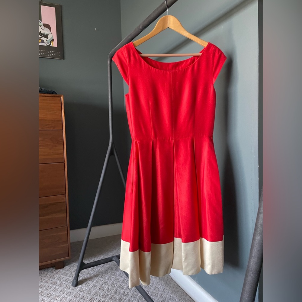 Kate Spade Silk Blend Fit and Flare Two Tome Midi Dress